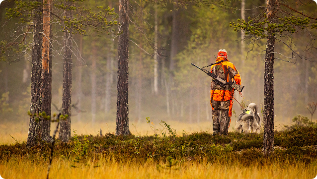 Hunter in woods